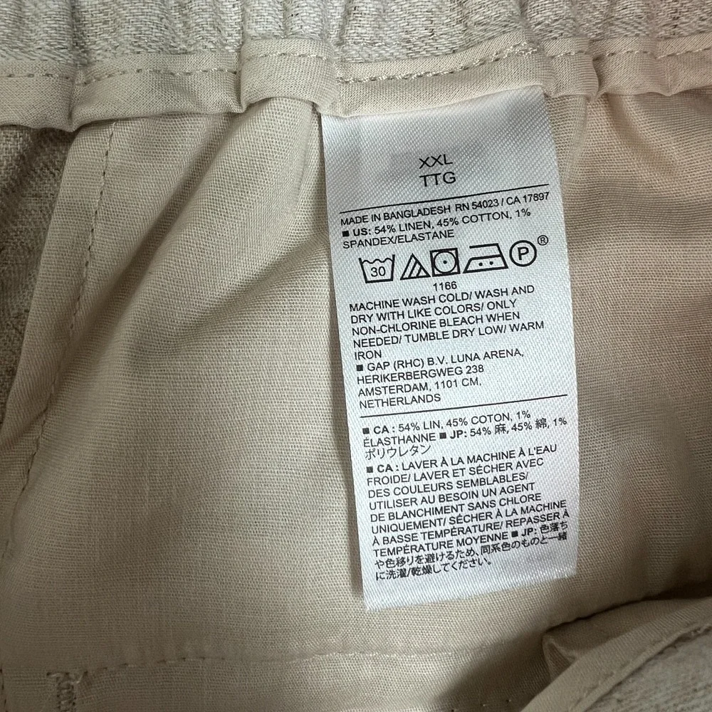 Banana Republic Wide Leg Cropped Pants Womens XXL Beige Linen Cotton Pull On New